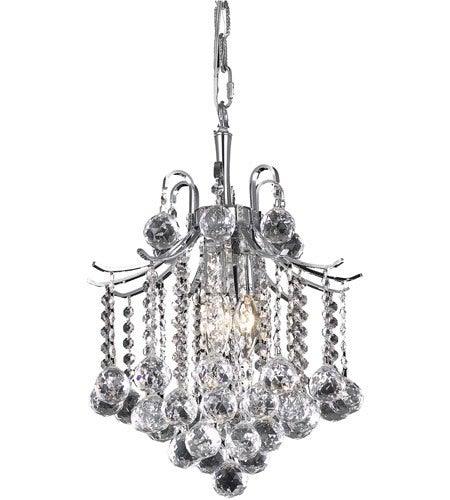 Steel with Clear Crystal Drop and Strand Pendant - LV LIGHTING