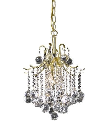 Steel with Clear Crystal Drop and Strand Pendant - LV LIGHTING