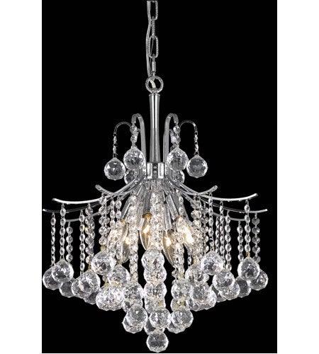 Steel with Clear Crystal Drop and Strand Pendant - LV LIGHTING