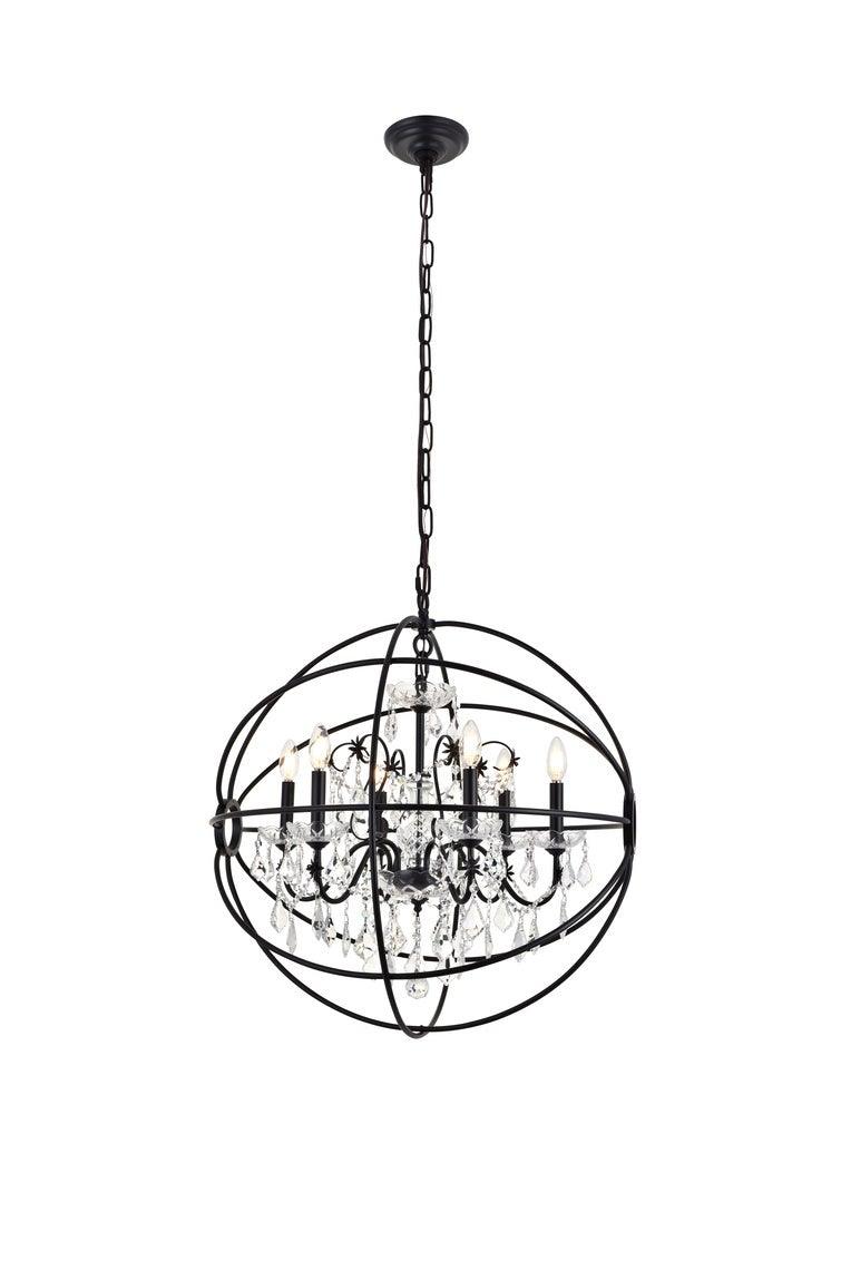 Steel with Orbit Frame Crystal Chandelier - LV LIGHTING