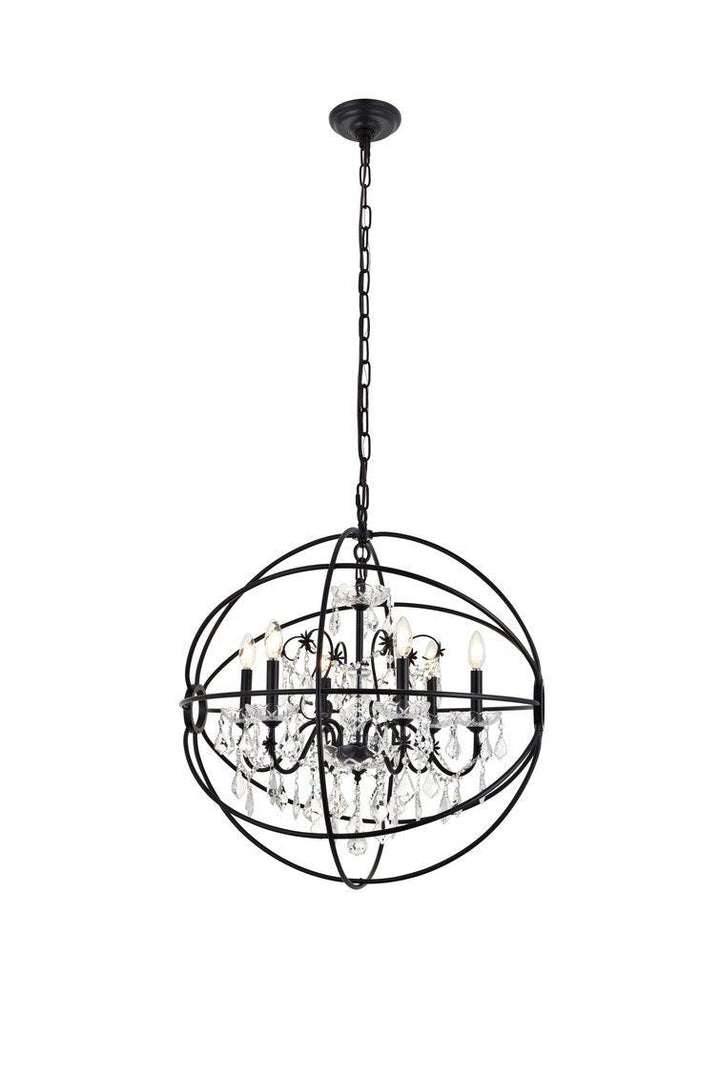 Steel with Orbit Frame Crystal Chandelier - LV LIGHTING
