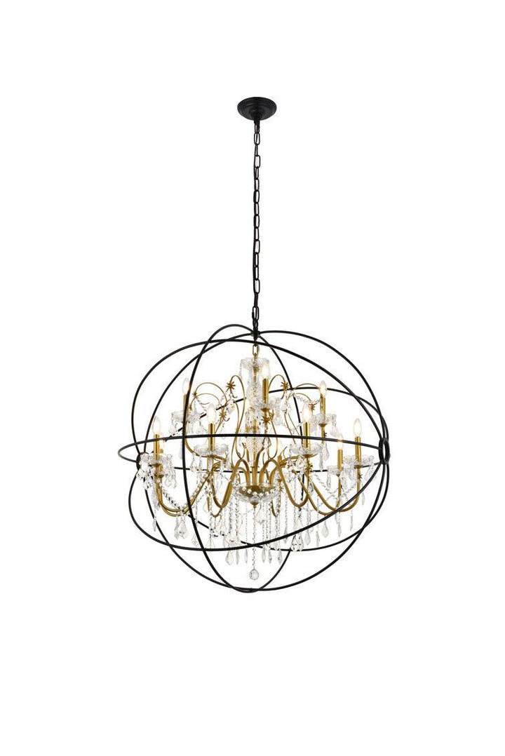 Steel with Orbit Frame Crystal Chandelier - LV LIGHTING