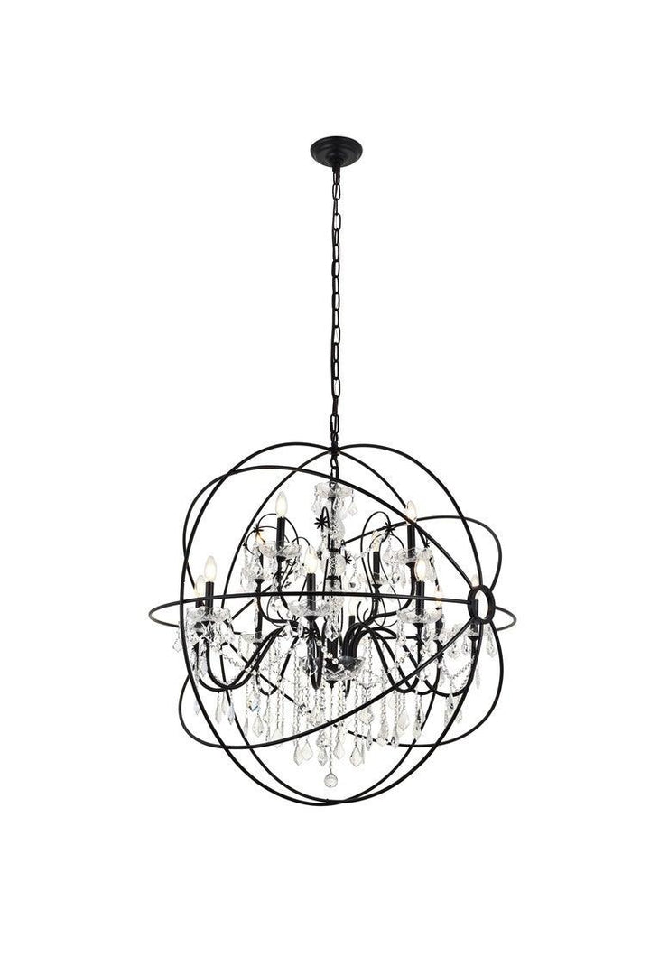 Steel with Orbit Frame Crystal Chandelier - LV LIGHTING