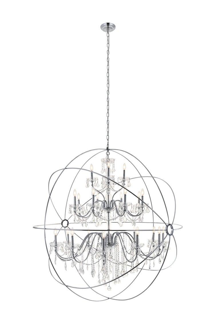Steel Orbit Frame with Clear Crystal Chandelier - LV LIGHTING