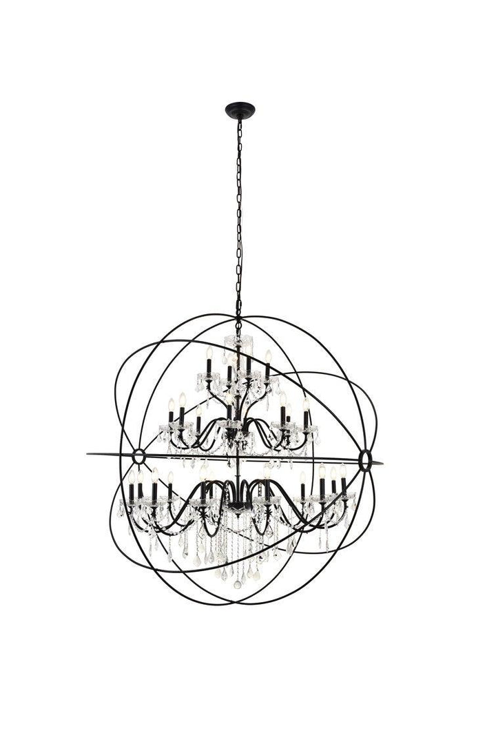 Steel Orbit Frame with Clear Crystal Chandelier - LV LIGHTING