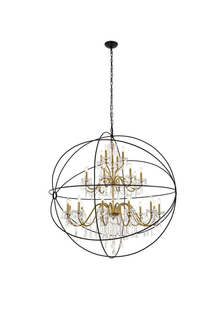 Steel Orbit Frame with Clear Crystal Chandelier - LV LIGHTING