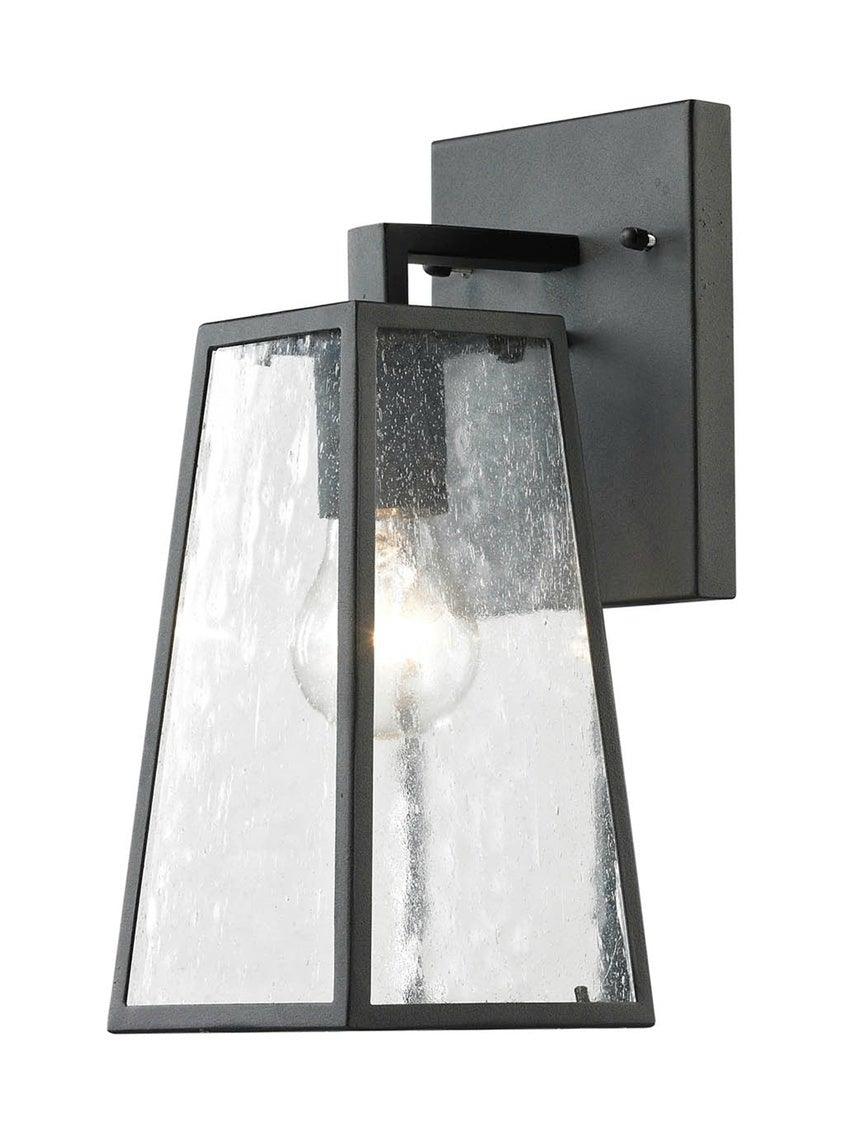 Matte Black with Clear Seedy Glass Shade Outdoor Wall Sconce - LV LIGHTING