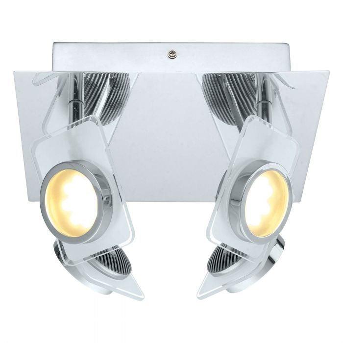 LED Chrome Square Frame with Satin Glass Shade Spot Flush Mount - LV LIGHTING