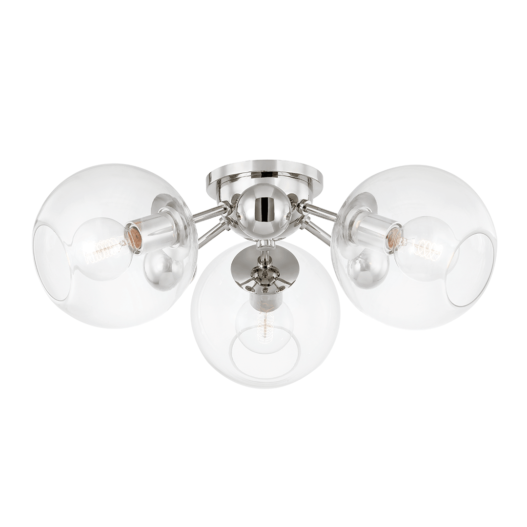 Steel with Clear Glass Shade Flush Mount - LV LIGHTING