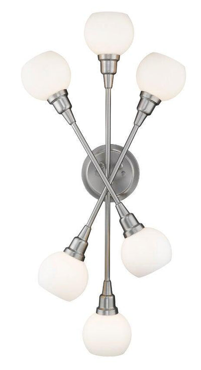 Brushed Nickel with Matte Opal Glass Shade 6 Light Wall Sconce - LV LIGHTING