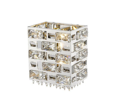 Chrome with Crystal Square Wall Sconce - LV LIGHTING