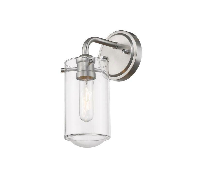 Steel with Curve Arm and Clear Cylindrycal Glass Shade Wall Sconce - LV LIGHTING