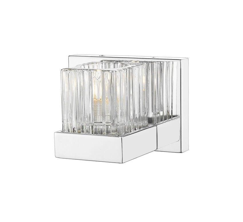 Chrome with Clear Patterned Glass Shade Wall Sconce - LV LIGHTING