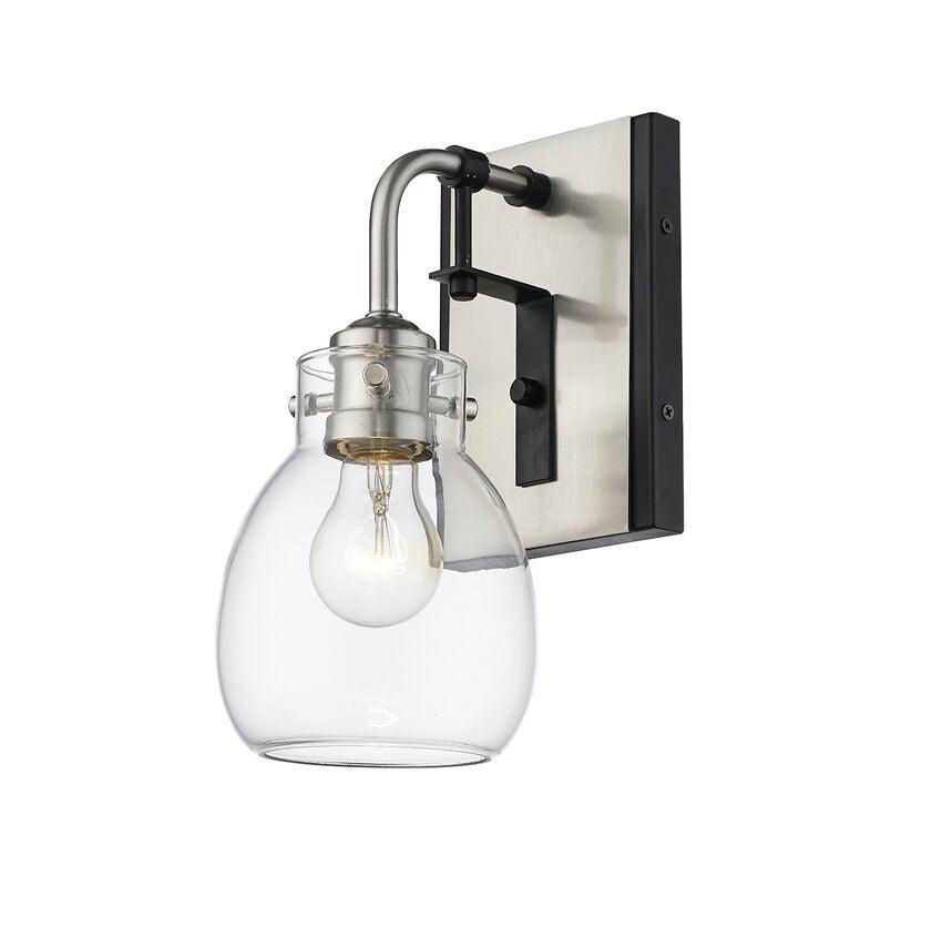Matte Black Steel with Clear Glass Shade Wall Sconce - LV LIGHTING