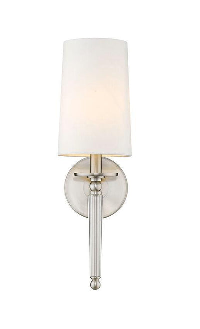 Steel with Crystal and White Fabric Shade Wall Sconce - LV LIGHTING