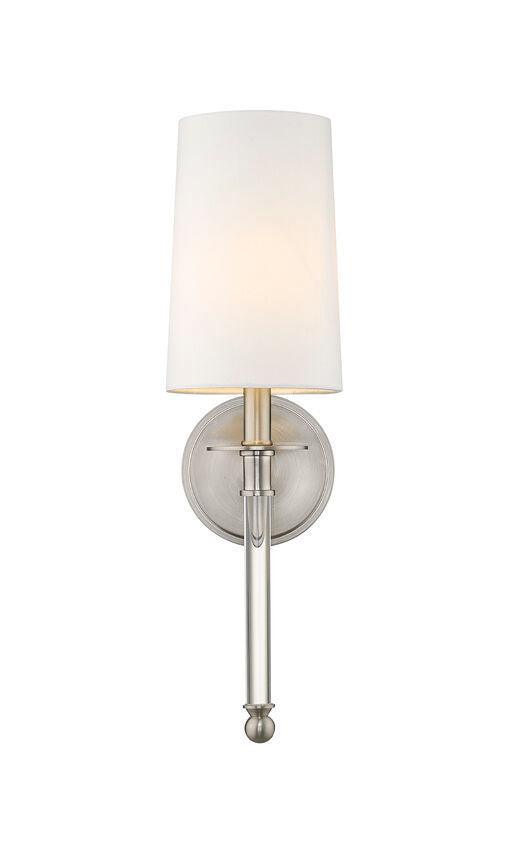 Steel with Crystal and White Shade Wall Sconce - LV LIGHTING