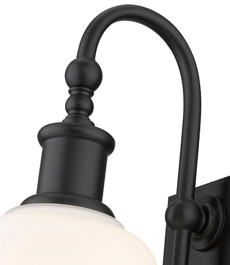 Steel Curved Arm with Glass Shade Single Light Wall Sconce - LV LIGHTING