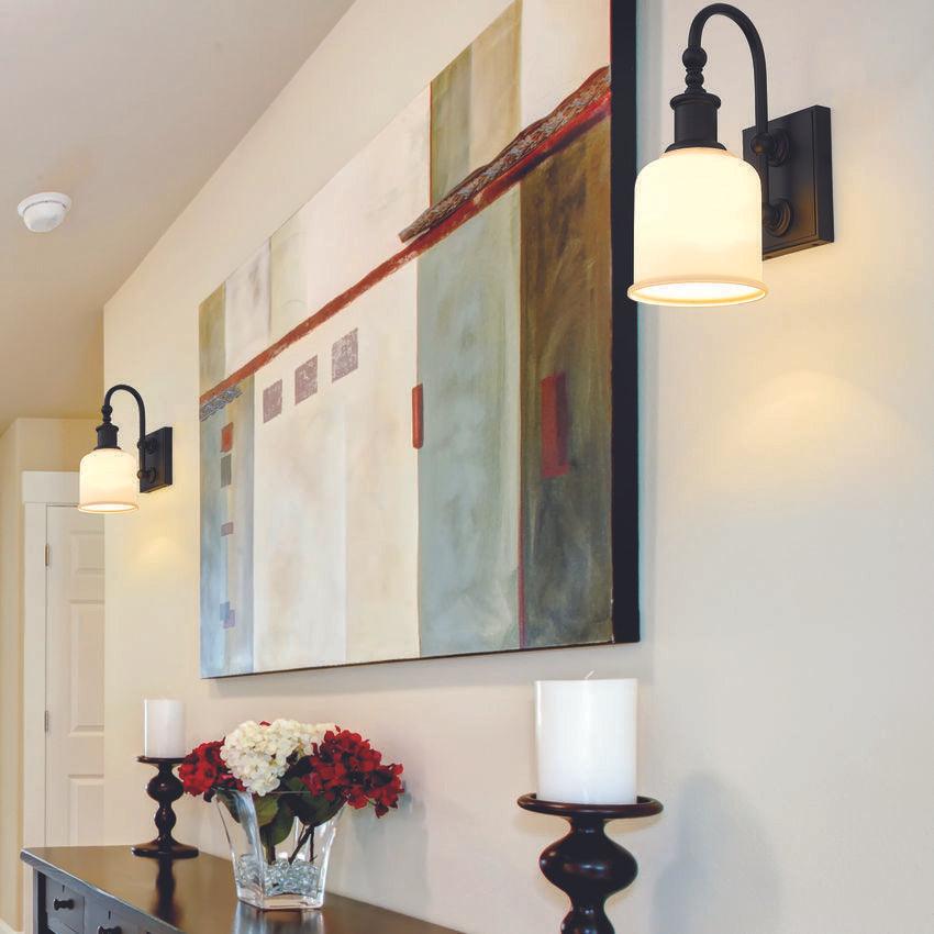 Steel Curved Arm with Glass Shade Single Light Wall Sconce - LV LIGHTING