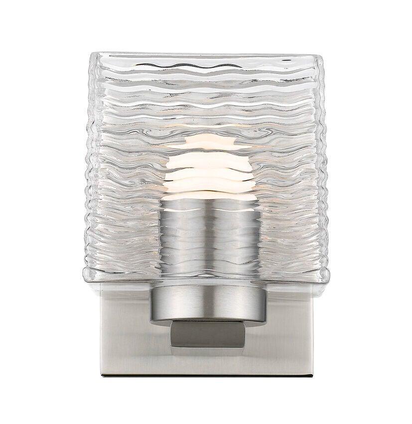 Steel with Boxy Rippled Clear Glass Shade Vanity Light - LV LIGHTING
