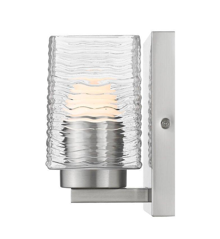 Steel with Boxy Rippled Clear Glass Shade Vanity Light - LV LIGHTING