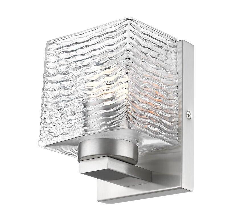 Steel with Boxy Rippled Clear Glass Shade Vanity Light - LV LIGHTING