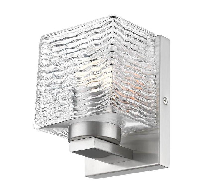 Steel with Boxy Rippled Clear Glass Shade Vanity Light - LV LIGHTING