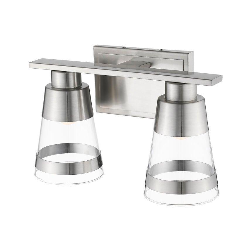 LED Steel with Cylindrical Clear Glass Shade Vanity Light - LV LIGHTING
