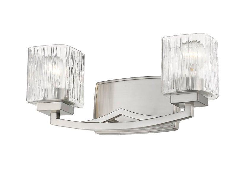 Steel with Boxy Chiseled Glass Shade Vanity Light - LV LIGHTING