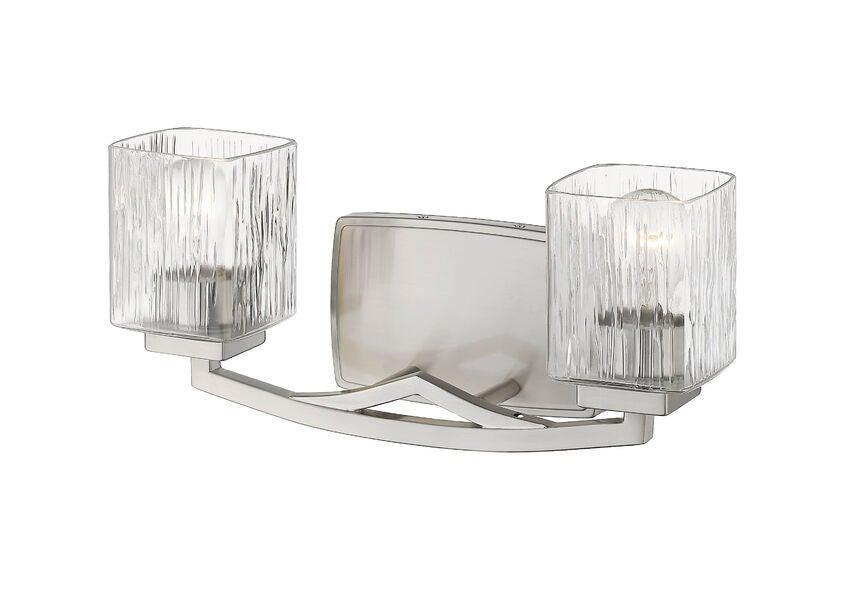 Steel with Boxy Chiseled Glass Shade Vanity Light - LV LIGHTING