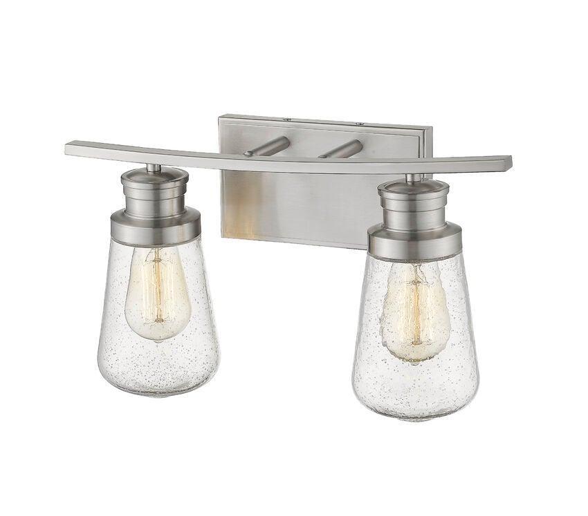 Steel with Clear Seedy Glass Shade Vanity Light - LV LIGHTING