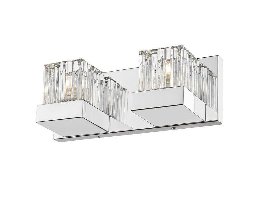 Chrome with Clear Ribbed and Frosted Glass Shade Vanity Light - LV LIGHTING