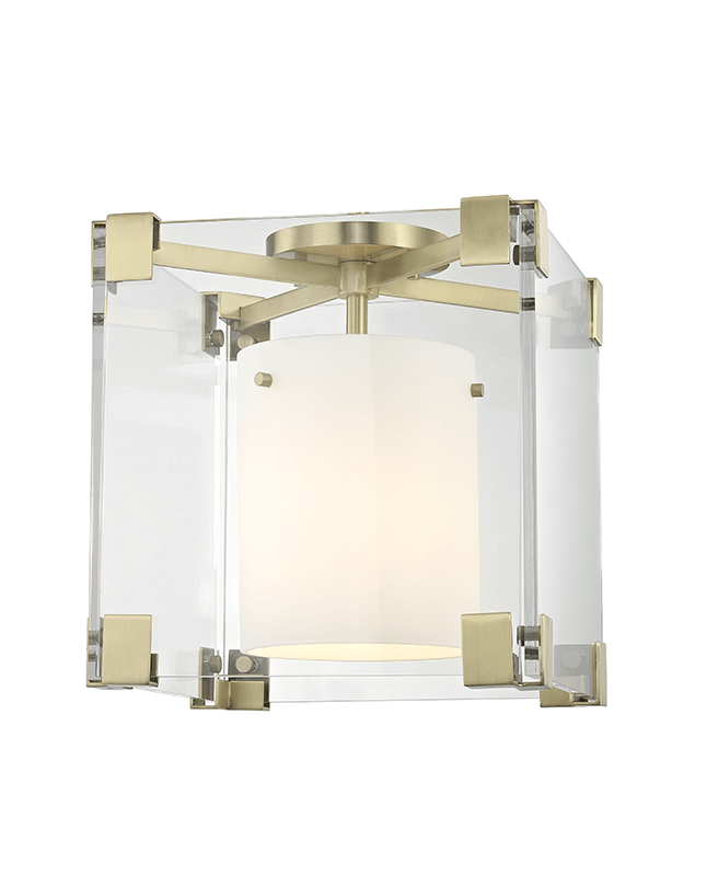 Steel with Acrylic and Glass Shade Square Flush Mount - LV LIGHTING