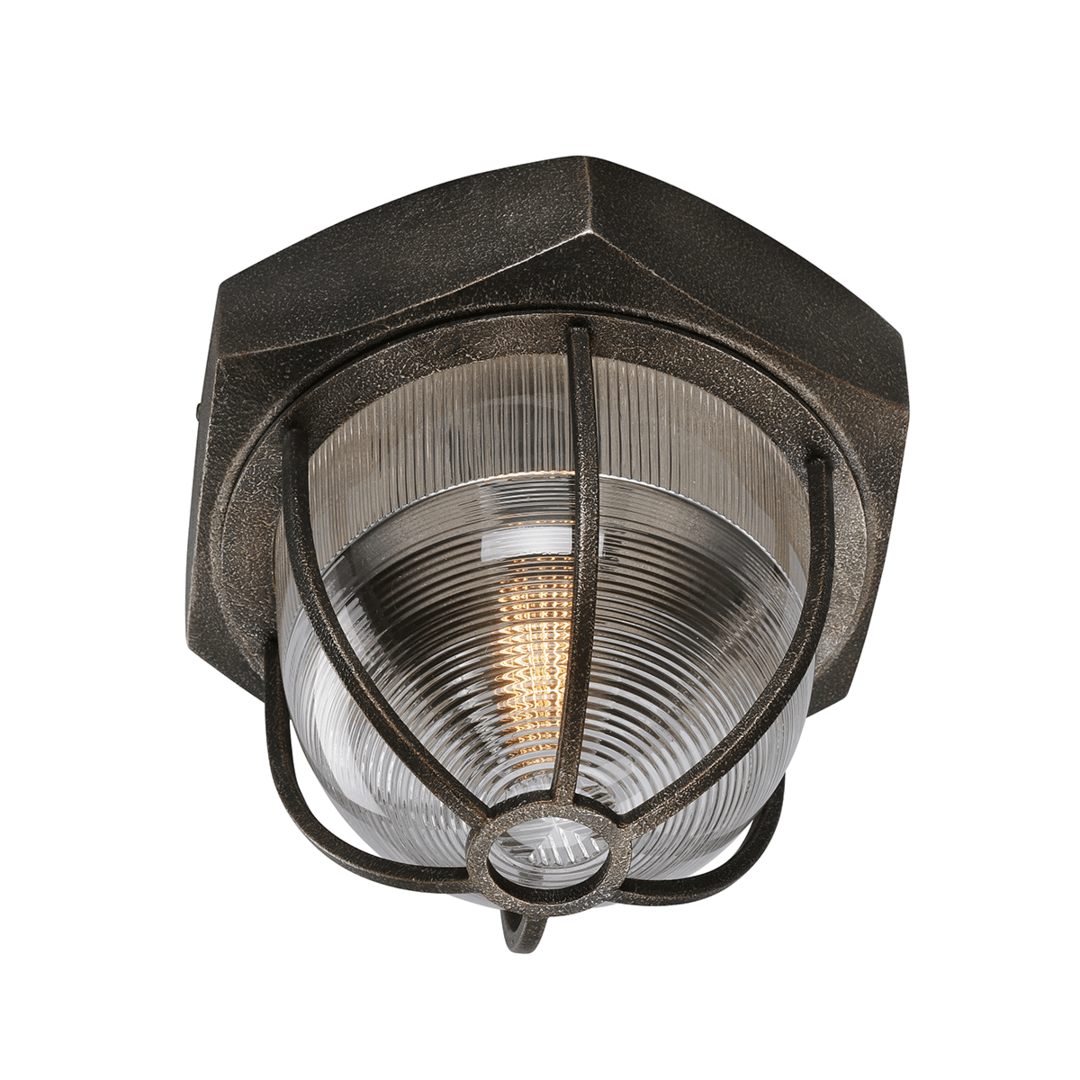 LED Age Silver with Glass Shade Flush Mount - LV LIGHTING