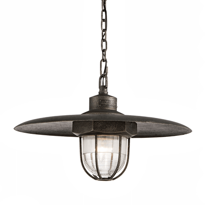 Aged Silver with Glass Shade Pendant - LV LIGHTING
