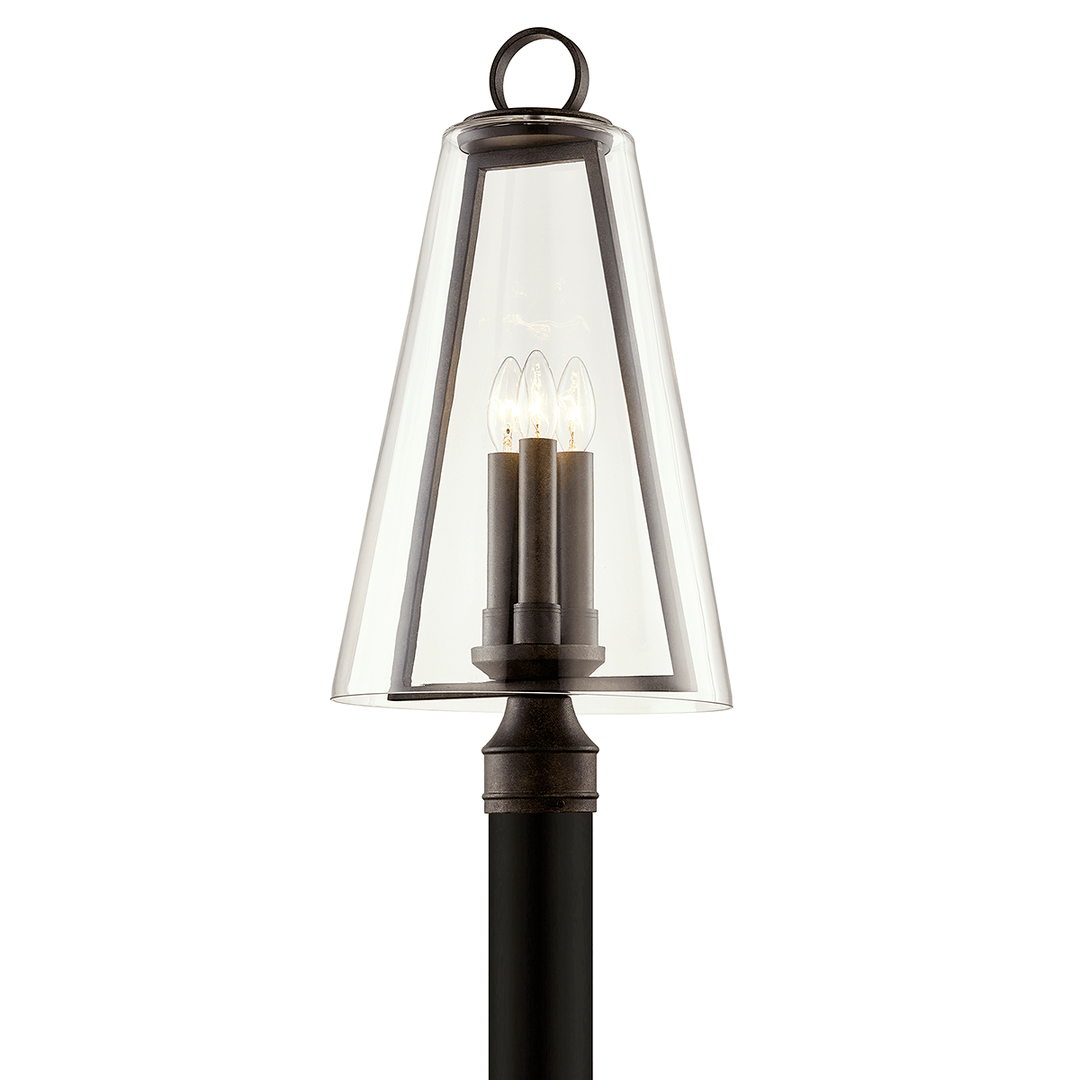 French Iron with Clear Glass Shade Post Light - LV LIGHTING