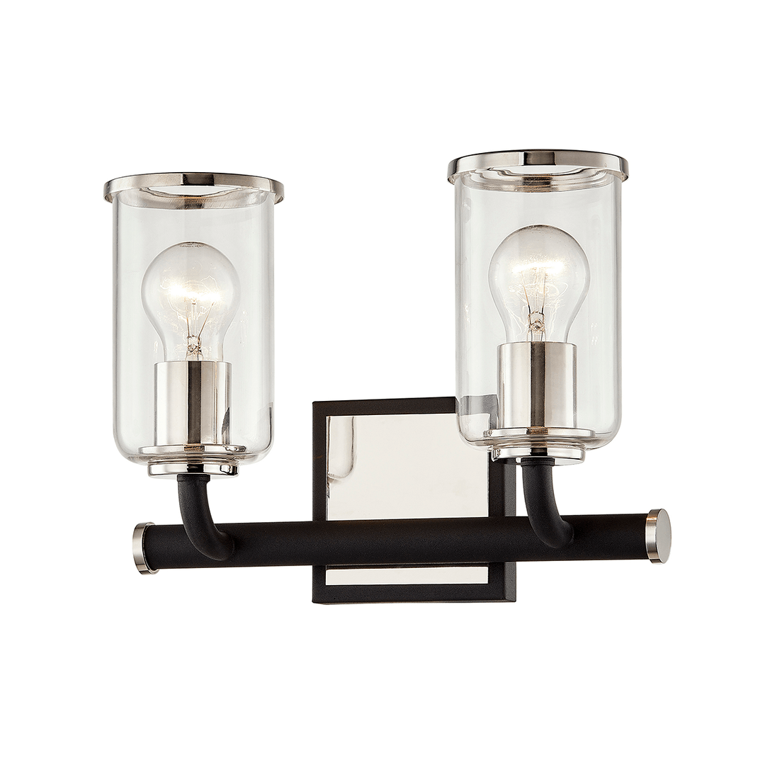 Carbide Black and Pol Nickel with Clear Glass Shade Vanity Light - LV LIGHTING