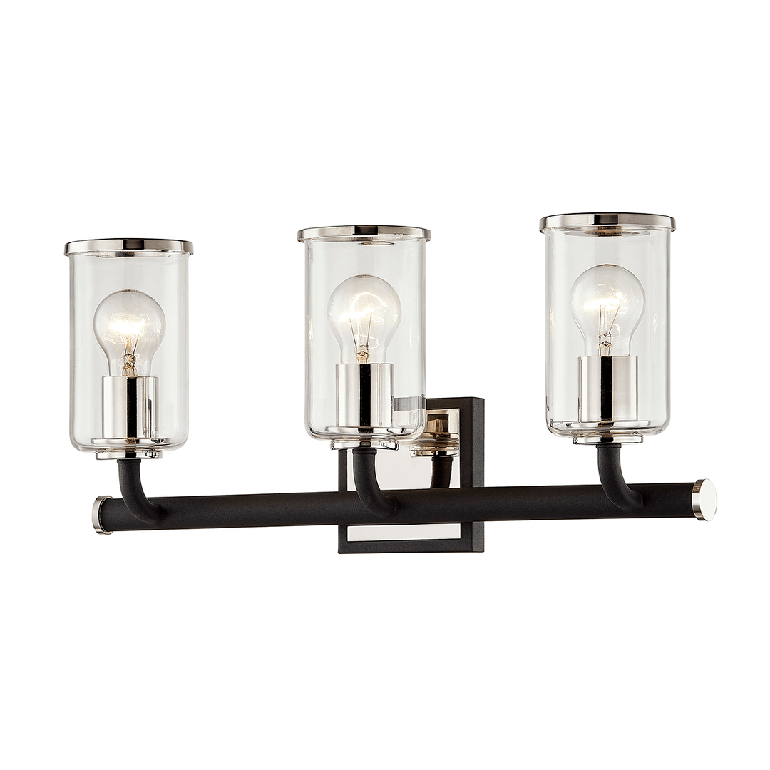 Carbide Black and Pol Nickel with Clear Glass Shade Vanity Light - LV LIGHTING