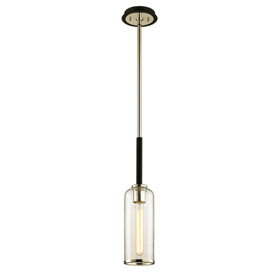 Carbide Black and Pol Nickel with Clear Glass Shade Pendant - LV LIGHTING
