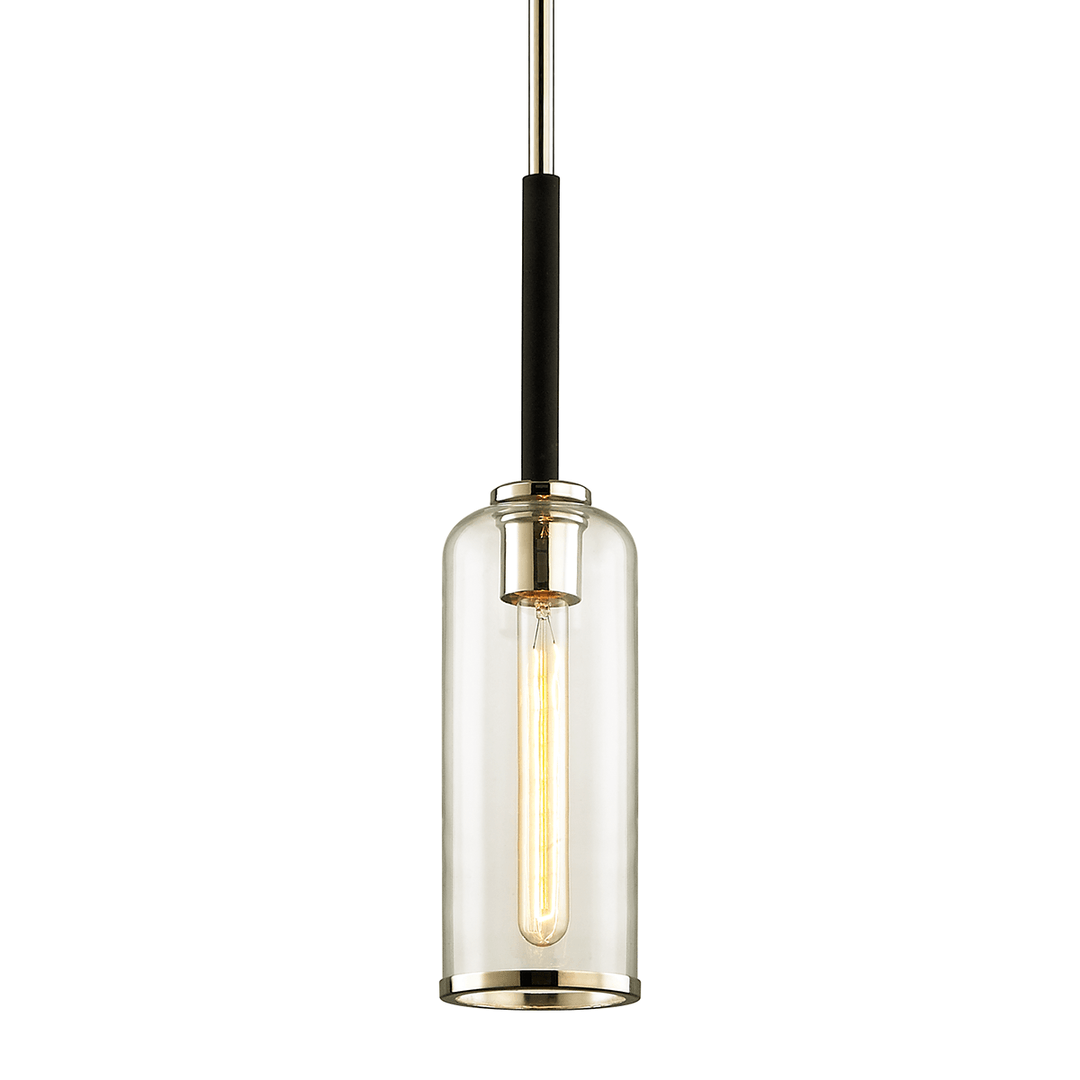 Carbide Black and Pol Nickel with Clear Glass Shade Pendant - LV LIGHTING