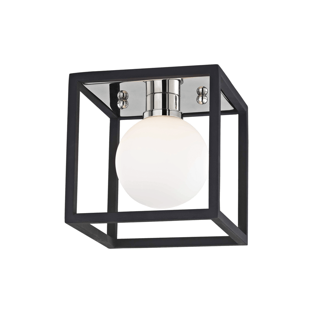 Steel with Frosted Glass Globe Caged Wall Sconce - LV LIGHTING