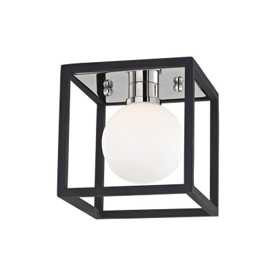 Steel with Frosted Glass Globe Caged Wall Sconce - LV LIGHTING