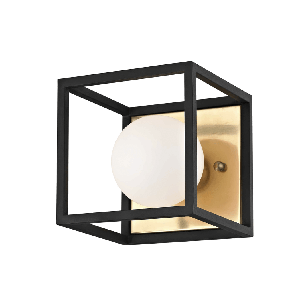 Steel with Frosted Glass Globe Caged Wall Sconce - LV LIGHTING