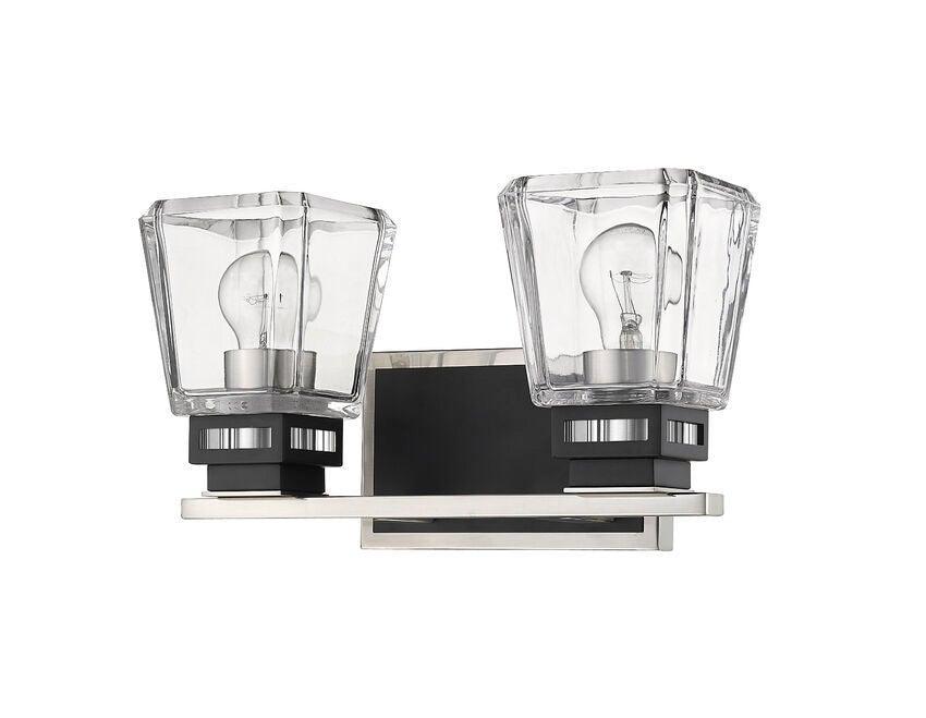 Steel Matte Black with Clear Glass Shade Multiple Light Vanity Light - LV LIGHTING