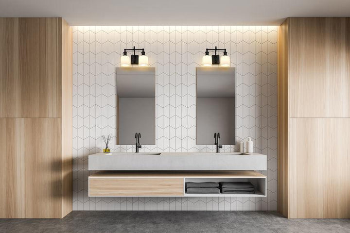 Matte Black with Matte Opal Glass Shade Vanity Light - LV LIGHTING