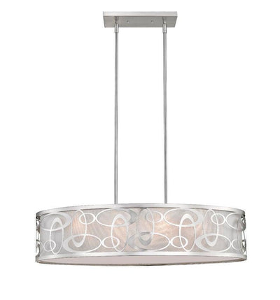 Steel with Swirling Ellipticals and White Shade Bar Pendant - LV LIGHTING