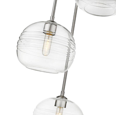 Steel with Clear Glass Shade 3 Light Pendant - LV LIGHTING