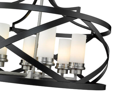 Matte Black with White Glass Shade Pendant - LV LIGHTING