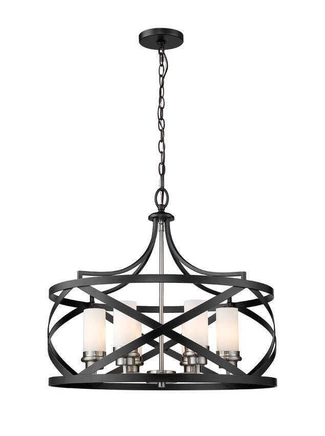 Matte Black with White Glass Shade Pendant - LV LIGHTING