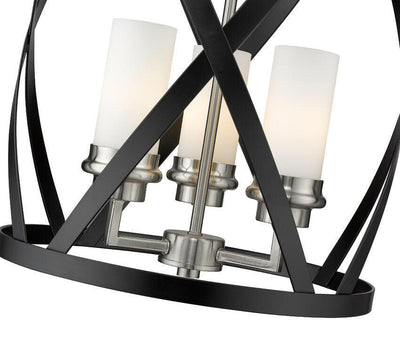 Matte Black Steel Frame with White Shade Pendant - LV LIGHTING