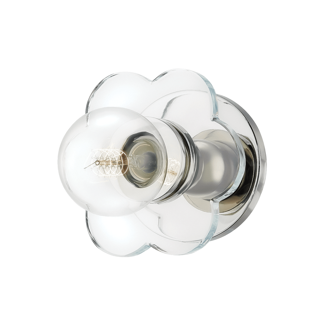 Steel with Clear Flower Glass Shade Wall Sconce - LV LIGHTING